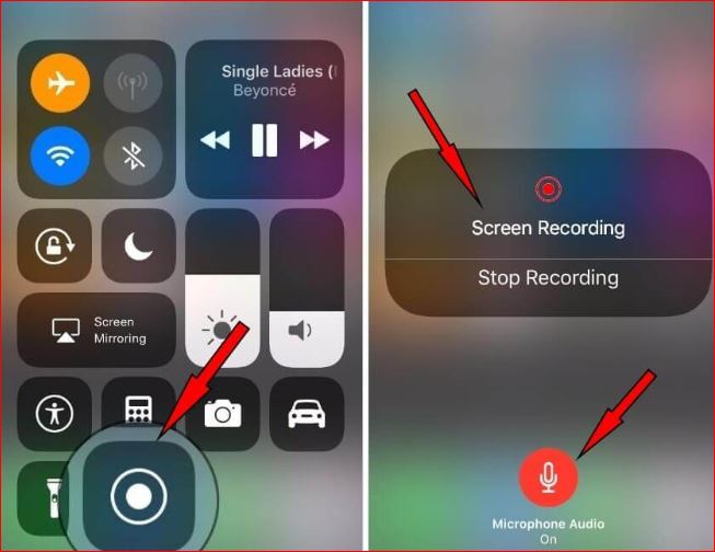 Get the Screen Record icon on the Control Center