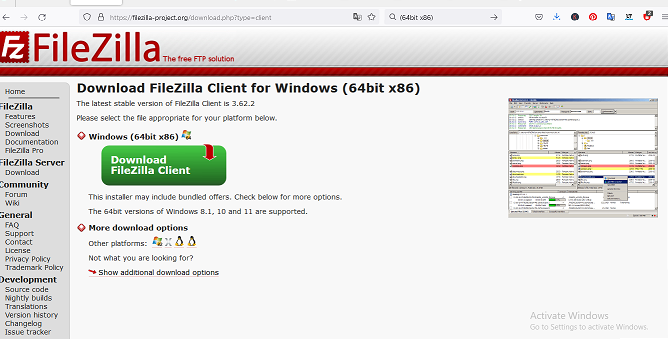 Download Filezilla on PC Windows