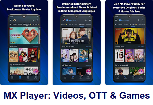 MX Player Videos, OTT & Games